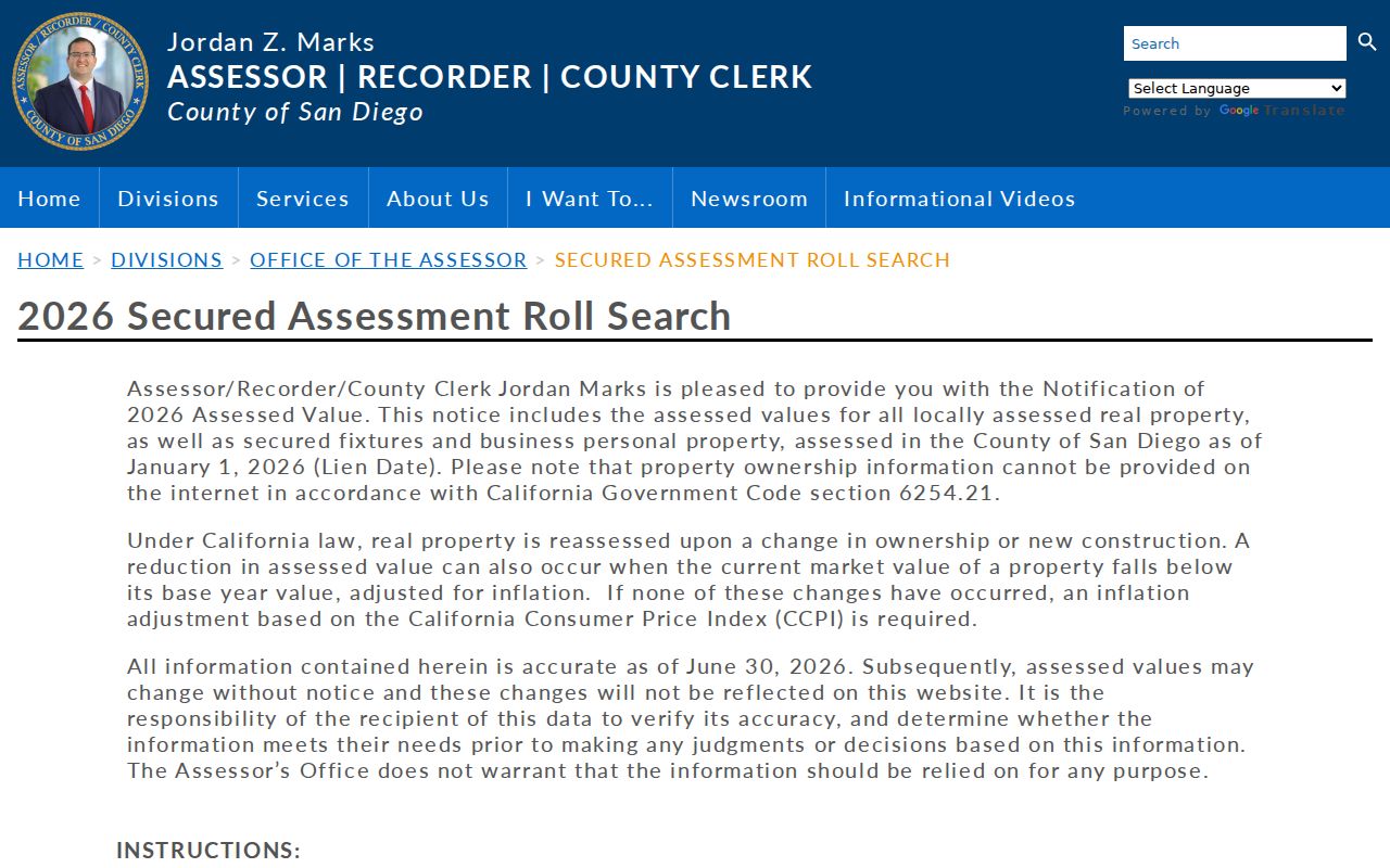 San Marcos residents directory secured assessment roll search