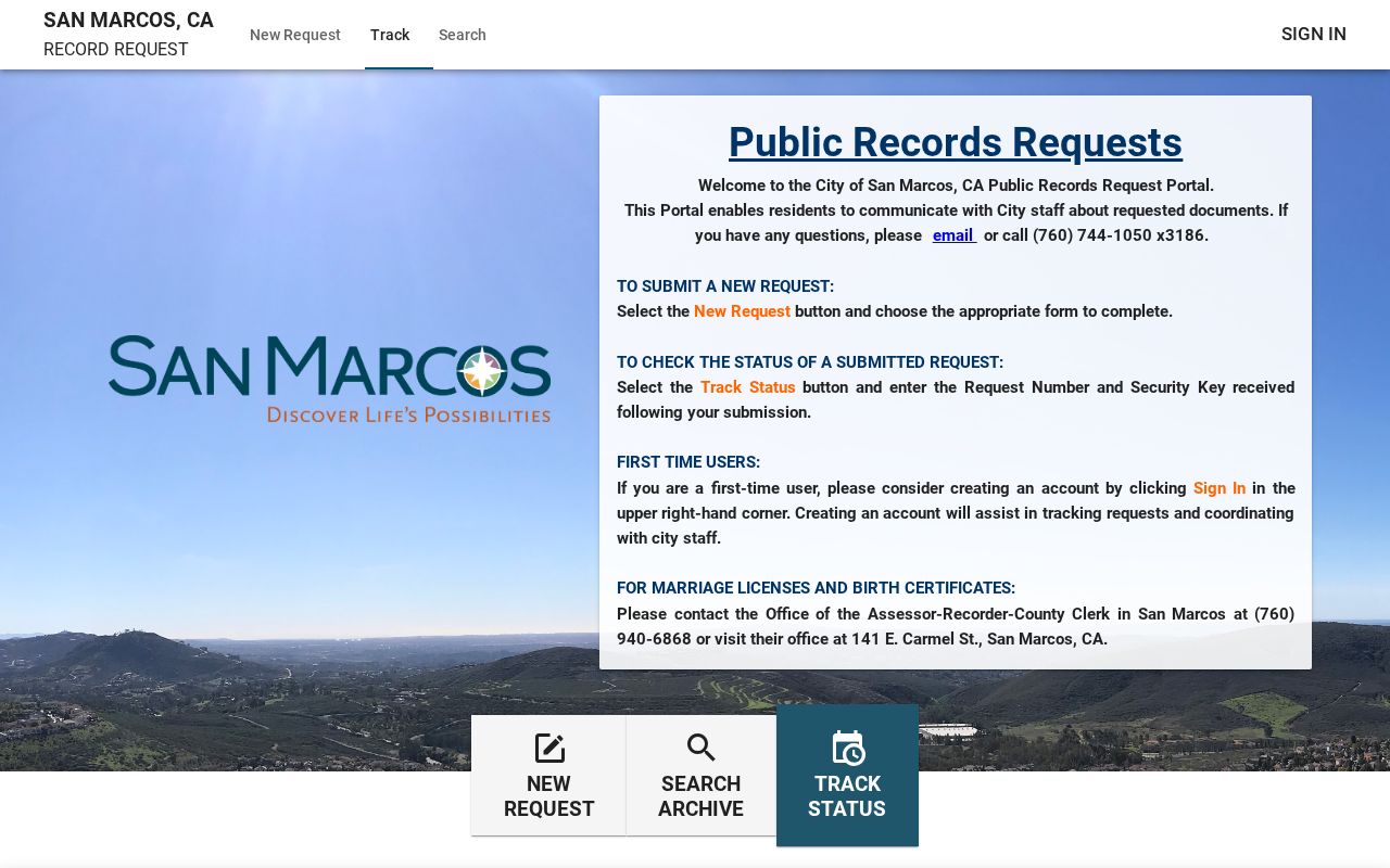 San Marcos neighbors city public records request portal