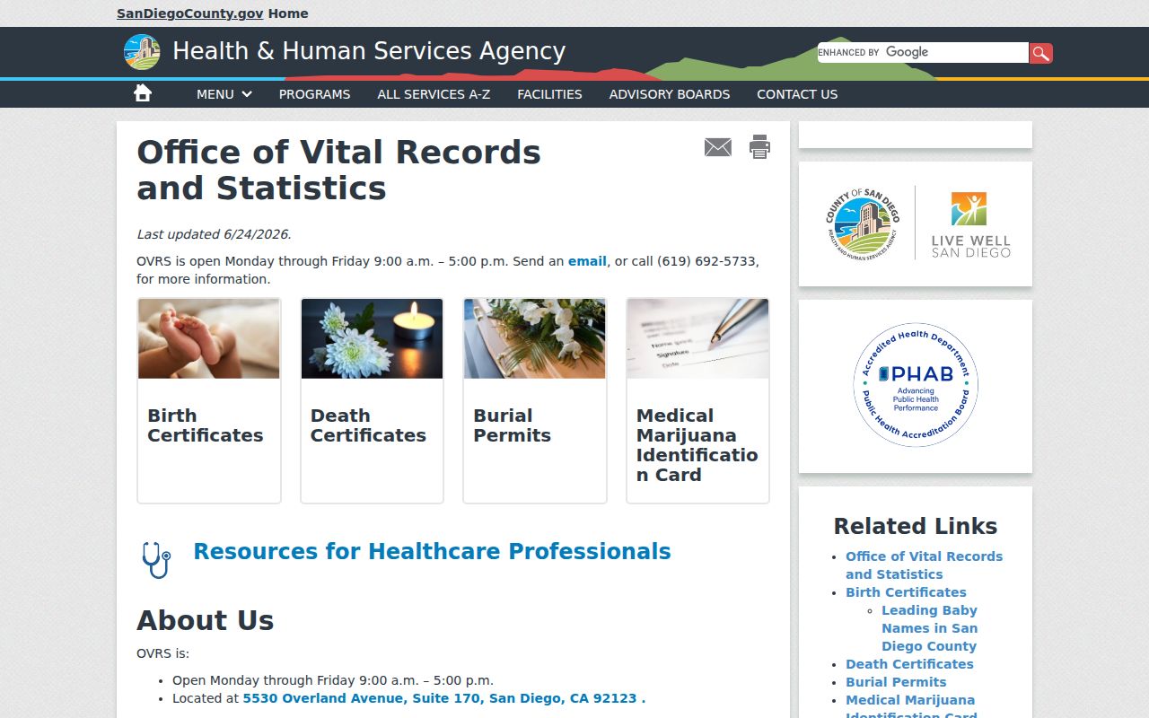 San Marcos previous residents local vital records guidance