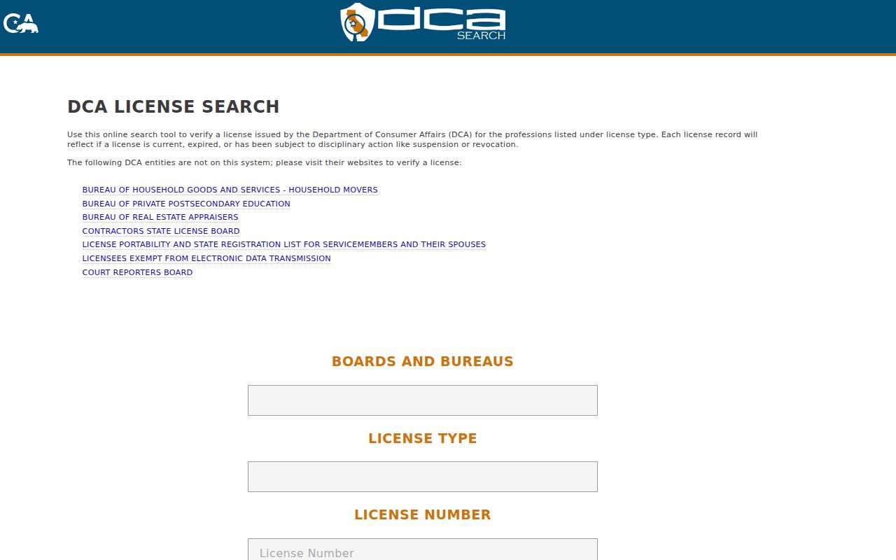 San Marcos resident lookup California professional license search