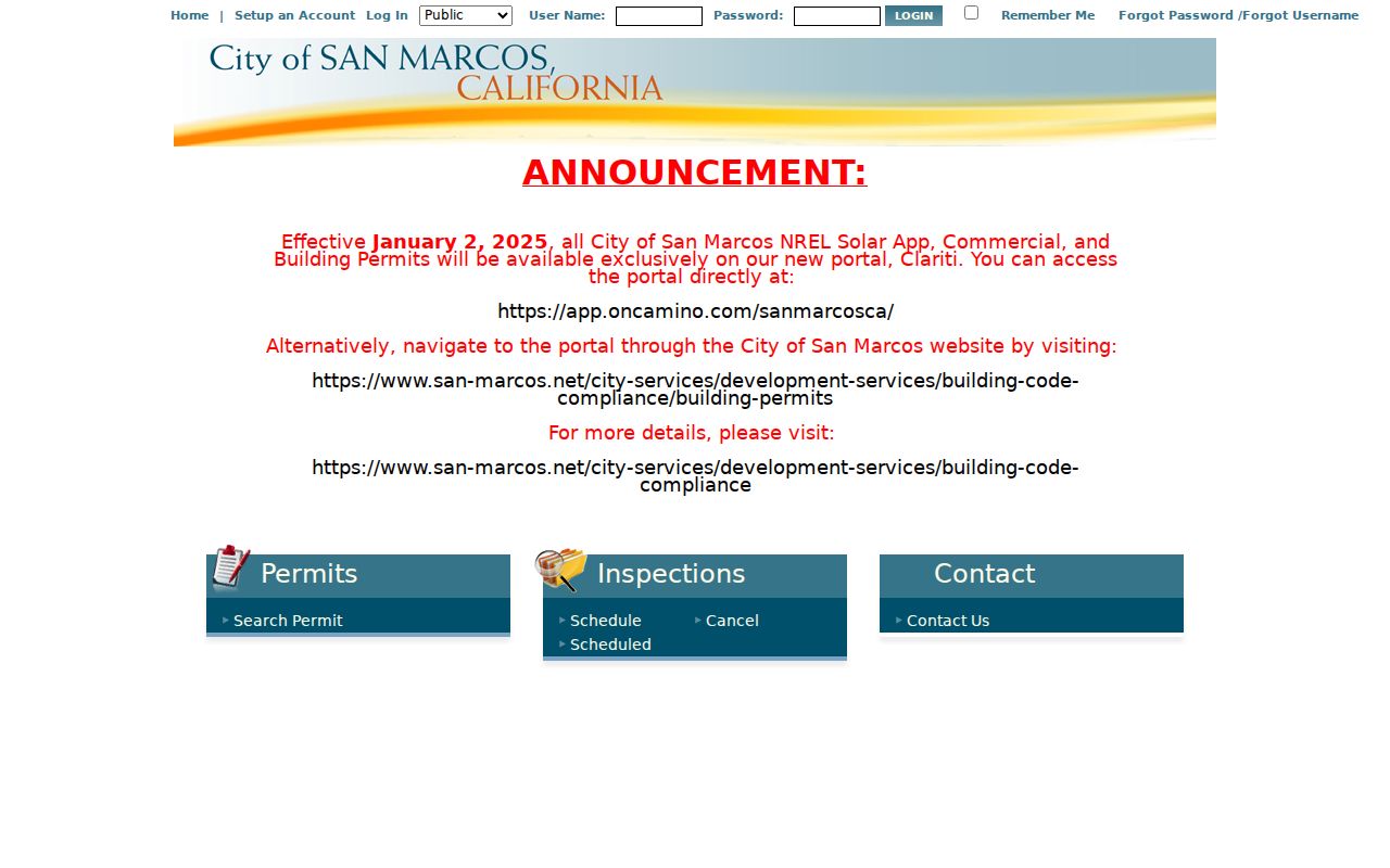 San Marcos street directory legacy permit search
